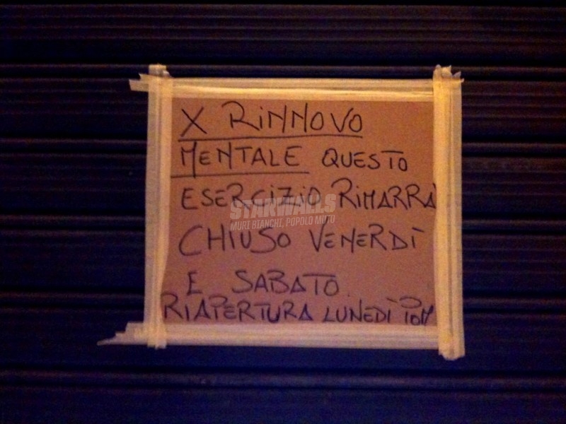 Scritte sui Muri Chiuso x manutenzione