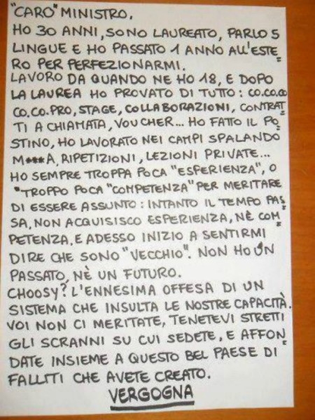 Scritte sui Muri Caro ministro