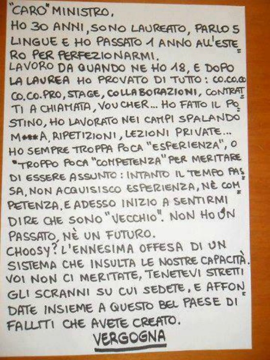 Scritte sui Muri Caro ministro