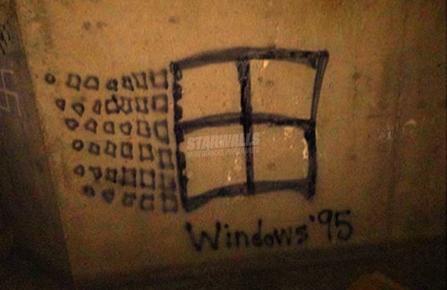 Scritte sui Muri If you see a swastika, turn it into a Windows '95 logo